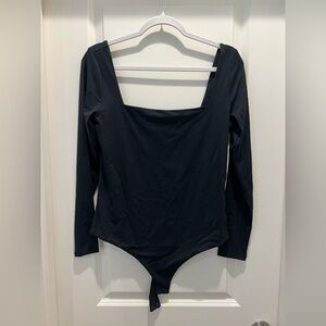nuuds Square Neck Black Long Sleeve Bodysuit